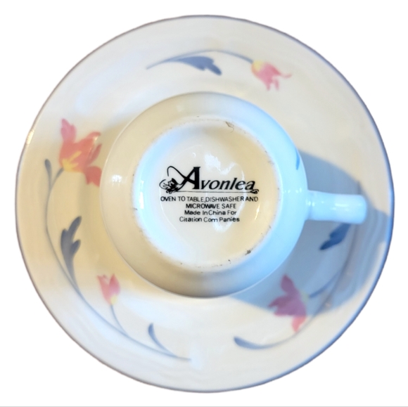 1 Vtg Cup & Saucer Avonlea Blue/Pink Flower - Picture 3 of 8
